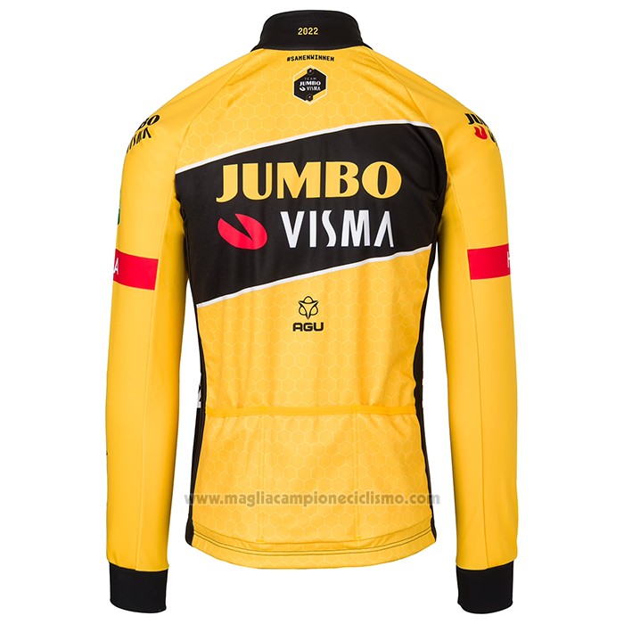 2022 Abbigliamento Ciclismo Jumbo Visma Nero Giallo Manica Lunga e Salopette